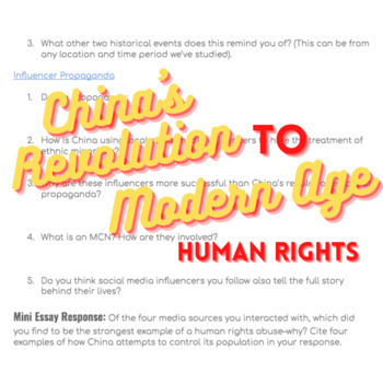 Preview of Modern China: Human Rights Webquest