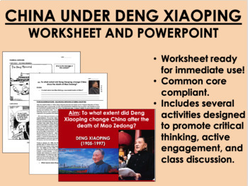Preview of China Under Deng Xiaoping worksheet and PowerPoint