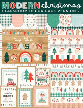 Preview of Modern Christmas Classroom Decor Pack