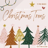 Modern Christmas Trees Clip Art Images - Boho Style