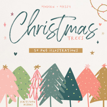 Preview of Modern Christmas Trees Clip Art Images - Boho Style / Set Three