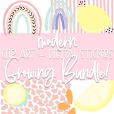 Modern Clip Art + Digital Stickers | GROWING Bundle