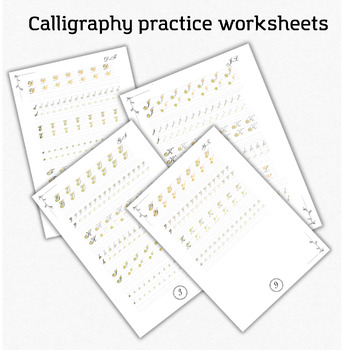 Preview of Modern Copperplate Script Worksheet Printable, Guide for Beginner