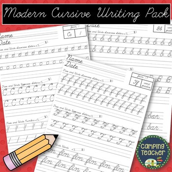 Preview of Modern Cursive Writing Pack - Handwriting D'Nealian No Prep Printables