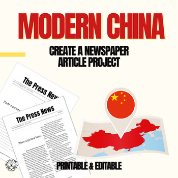 Preview of Modern Day China Create a Newspaper Article Project: Grades 6-12