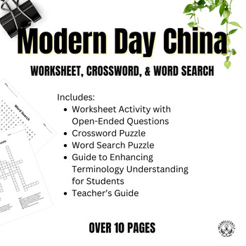 Preview of Modern Day China Crossword Puzzle, Word Search & Worksheet: Early Finisher Task