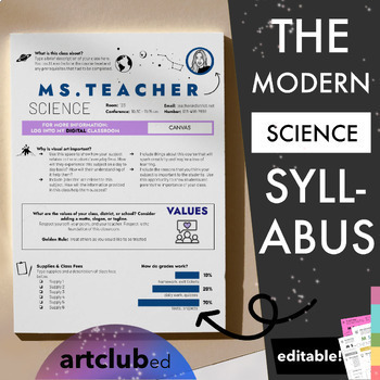 Preview of Modern EARTH / SPACE SCIENCE Syllabus Template | Editable -Endless Color Options
