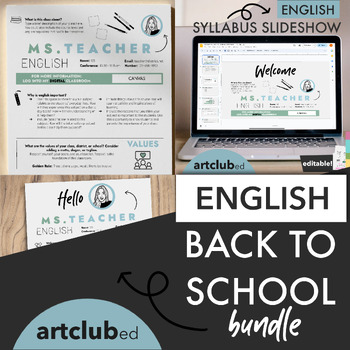 Preview of Modern ENGLISH Back to School Value Bundle | Editable Text & Colors