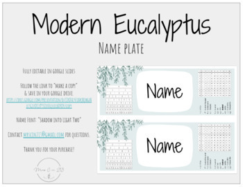 Preview of Modern Eucalyptus - Name Plate