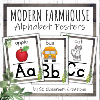 Preview of Modern Farmhouse Alphabet Posters- Classroom Decor