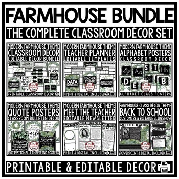 Preview of Modern Farmhouse Classroom Décor Plant Theme Newsletter Template Back to School