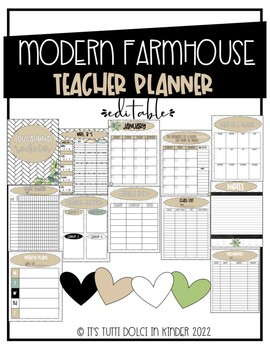 Preview of Modern Farmhouse Editable Teacher Planner