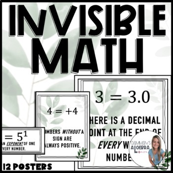 Preview of Modern Farmhouse Invisible Math Posters - Math Classroom Decorations