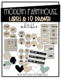 Modern Farmhouse Labels & 10 Drawer Labels