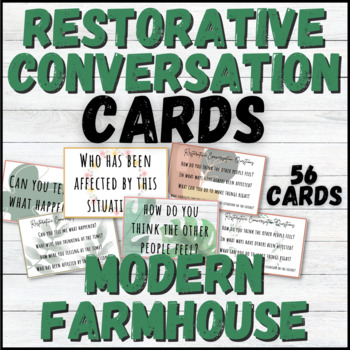 Preview of Modern Farmhouse Restorative Justice Conversation Prompt Cards | SEL