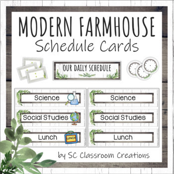Preview of Modern Farmhouse Schedule Cards - Classroom Decor