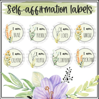 Preview of Modern Farmhouse Self-affirmation Labels FREEBIE