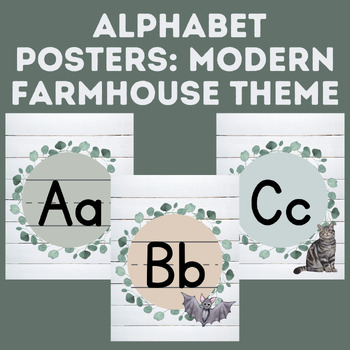 Preview of Modern Farmhouse Themed Alphabet Letter Posters