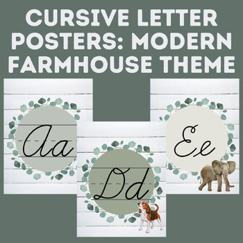 Preview of Modern Farmhouse Themed Cursive Letter Posters
