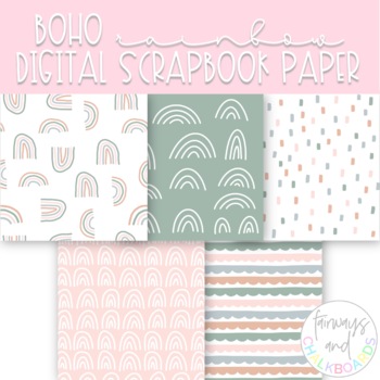 Boho Rainbow Digital Scrapbook Paper