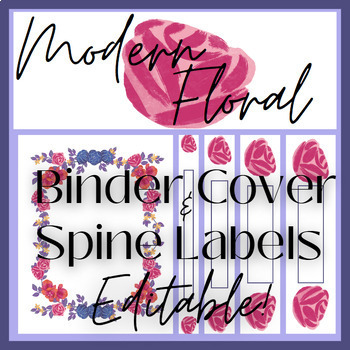 Preview of Modern Floral Editable Binder Cover and Spine Labels