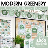 Modern Greenery Classroom Decor Bundle | Editable Calm Col