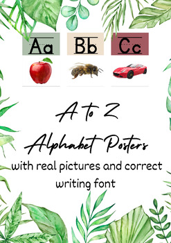 Preview of Modern Jungle Alphabet Poster A-Z, Printable PDF Download, Neutral Colors