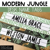 Modern Jungle Classroom Decor | Desk Name Tags - Editable!