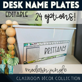 Modern Jungle Classroom Theme Editable Desk Plates