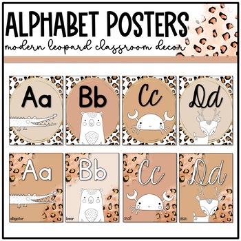 Preview of Modern Leopard Classroom Decor: ALPHABET POSTERS | Cheetah