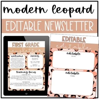 Preview of Modern Leopard Classroom Decor: EDITABLE NEWSLETTER | Cheetah