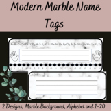 Modern Marble Name Tags | Number Line, Alphabet, and Left 