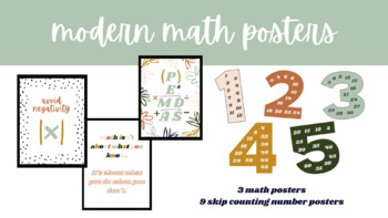 Preview of Modern Math Posters | Middle School Math Posters | Boho Classroom Decor