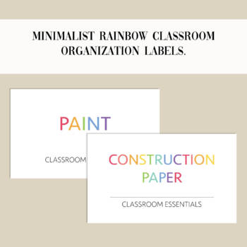 Preview of Modern Minimalist Rainbow Classroom Organization Labels