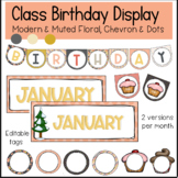 Modern & Muted Floral, Chevron, and Dots Classroom Birthday Board