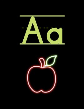 Preview of Modern Neon Alphabet Poster letters