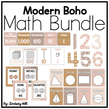 Preview of Modern Neutral Boho Math Poster Bundle