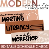 Modern Neutral Schedule Cards - Editable - Classroom Decor