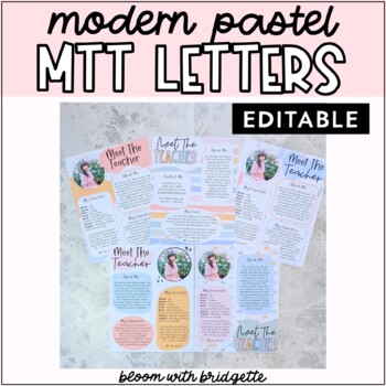 Preview of Modern Pastel Classroom Décor Meet The Teacher Letters | EDITABLE