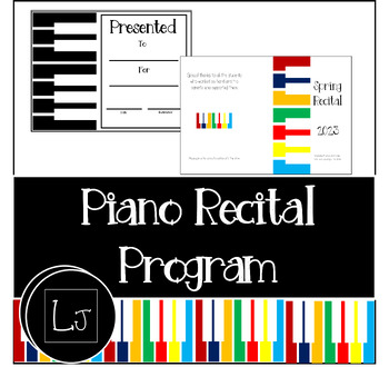 Preview of Modern Piano Recital Program and Certificates (Editable)