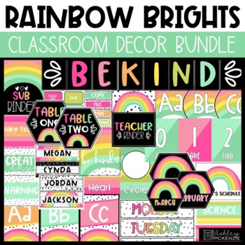 Preview of Modern Rainbow Bright Classroom Decor Bundle