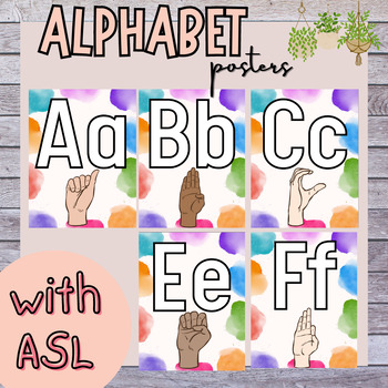 Preview of Modern Rainbow Alphabet Posters with ASL