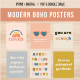 Modern Rainbow Boho Classroom Posters - Motivational Decor