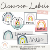 Modern Rainbow Classroom Labels | Editable Supply Labels -