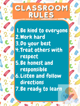 Modern Rainbow Classroom Rules Poster Bulletin Board Elementary Classroom