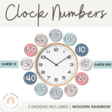 Modern Rainbow Clock Numbers | CALM COLORS Classroom Decor