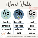 Modern Rainbow Word Wall | Editable Boho Rainbow Alphabet 