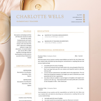 Preview of Modern Resume Template + Cover Letter, Teacher Resume Template