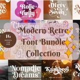 Retro Modern Font Bundle Collection,Procreate Fonts,Canva 