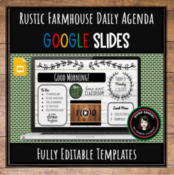 Preview of Modern Rustic Farmhouse Daily Agenda Morning Meeting Google Slides Template